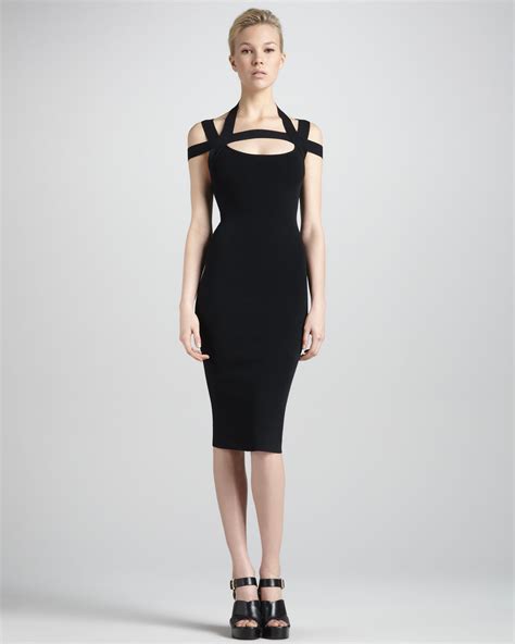 michael michael kors fitted dress black